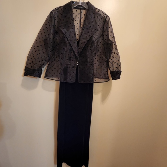 R & M Richards Velvet Maxi 2pc Dress/Jacket - Picture 1 of 10